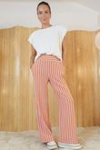Shoreditch Stripe Lounge Flare Trouser Aperol & Lilac /15=